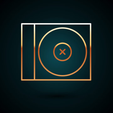 recommend clip art: Gold line CD or DVD disk icon isolated on dark blue background. Compact disc sign. Vector Illustration