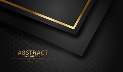 Elegant and futuristic abstract line gold on dots black background