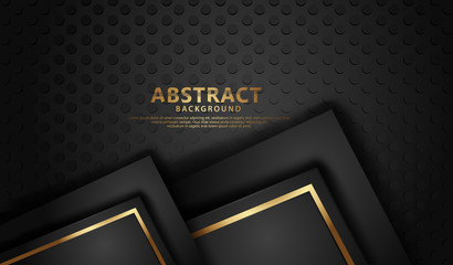 Elegant and futuristic abstract line gold on dots black background