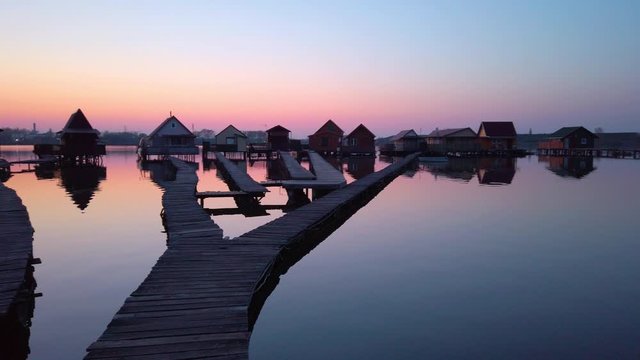 Bokod, Hungary: An unusual fishing village features boardwalks in Bokod, Hungary.