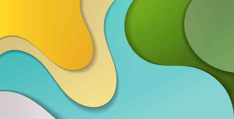 paper cut composition 3d abstract background with colorful waves carving art concept wavy layout for flyer presentation or poster horizontal vector illustration