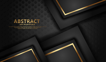 Elegant and futuristic abstract line gold on dots black background