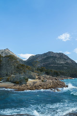 Fototapeta na wymiar A beautiful coast line with clear waters, in Tasmania.