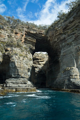 Rock formation on the water, in Tasmania.