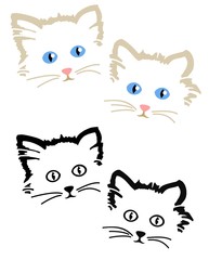 cute kitten faces, with black only version