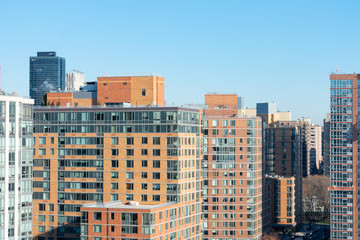 Fototapeta na wymiar Skyscrapers on the Upper East Side of New York City and Roosevelt Island