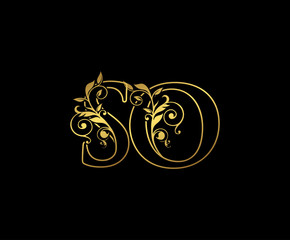 Golden S, O and SO Letter Classy Floral Logo Icon,  Elegant Design.