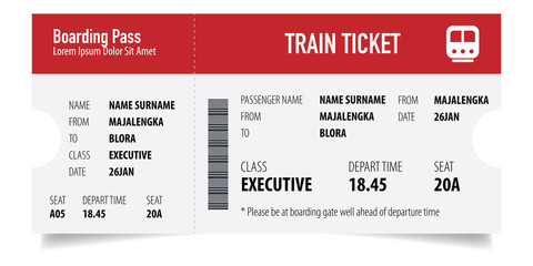 Creative Train Ticket Concept Design. Modern Train Ticket