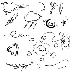 hand drawn doodle element illustration collection vector isolated