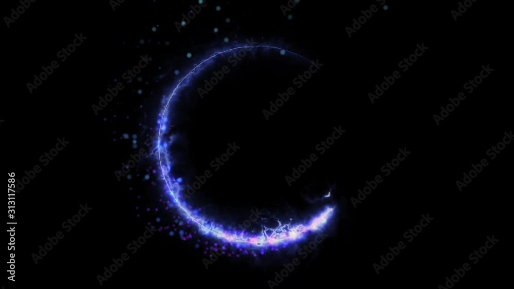 Wall mural glitter loop circle particle in blue and pink tone wink blink particle dust. blue & pink meteor tail