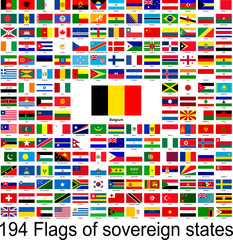 Belgium, collection of vector images of flags of the world