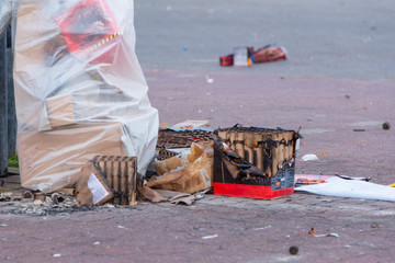 Silvester Feuerwerksmüll nach der Silvesternacht 