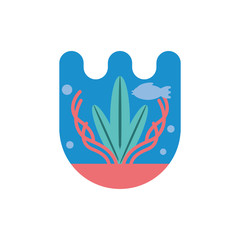 Isolated coral and plant vector design