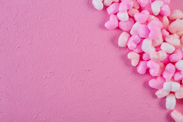 Pink foam hearts Pink paper Background
