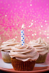 Birthday cupcake with a candle