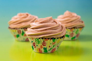 Cupcakes on a colorful background