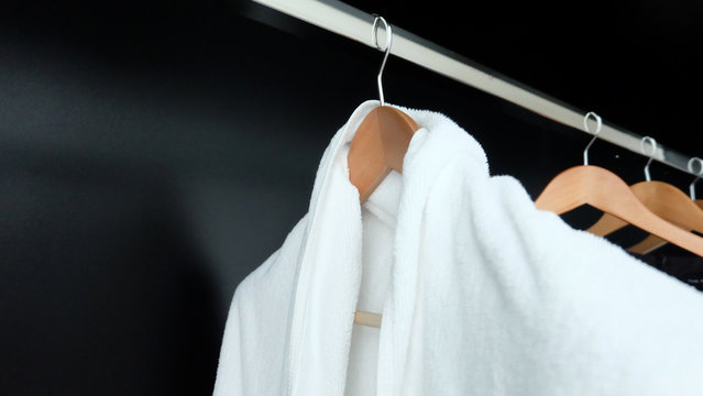 Closeup Of A Bath Robe Hanging On A Wardrobe Rob.