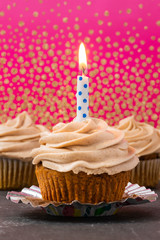 Birthday cupcake with a candle