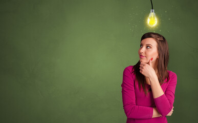 Business person looking for new idea with grey copy space