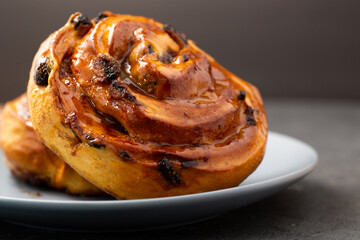 Cinnamon bun swirled with raisins