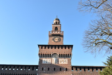 Fototapeta na wymiar Sforzesco castle in Milano sunny