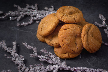 Christmas ginger molasses cookies with crystallized sugar 