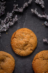 Christmas ginger molasses cookies with crystallized sugar 