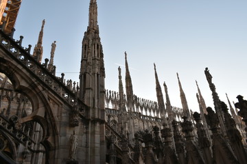 Milan cathedral rooftop pillars architecturea