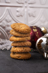 Christmas ginger molasses cookies with crystallized sugar 