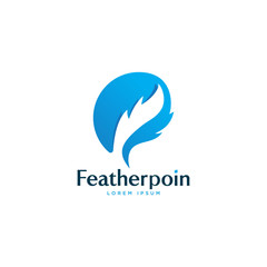 Beautiful feather negative space logo template vector