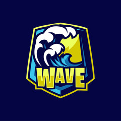 Waves mascot logo design for esport and sport team or business, brand. With modern style. Suitable for tshirt and printing