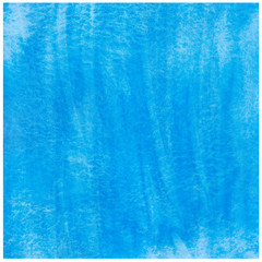 Watercolor hand painted nature squared shape blue background and white smears texture like sky or water for rather design elements