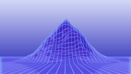 projection of light grid onto mountain topography