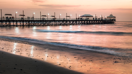 Naklejka premium The pier of Huanchaco beach, in Peru.