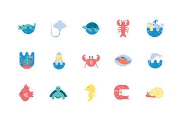 Isolated sea life icon set vector design