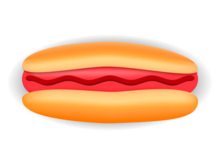 Hot Dog isolated on a white background. Vector stock  illustration for card or banner