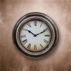 Old and vintage blank clock dial without hand on old cement wall