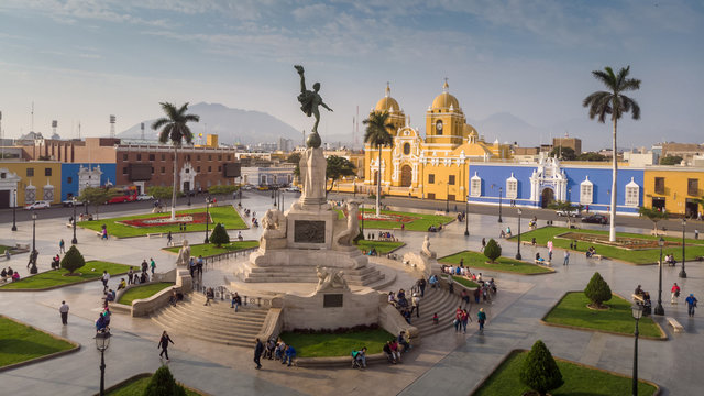 Aerial view of Trujillo main square.