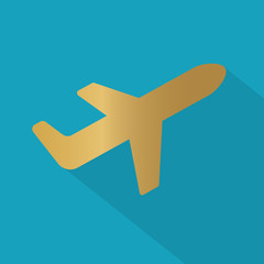 golden airplane icon- vector illustration