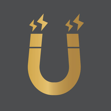 recommend clip art: golden magnet icon- vector illustration