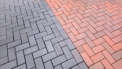 Pavement tiles - combined red and brown klinker tiles