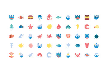 Isolated sea life icon set vector design