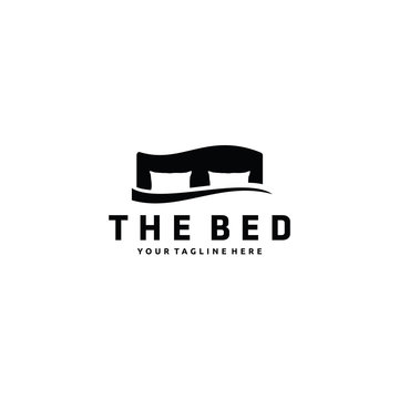 Minimalist Bed logo design vector