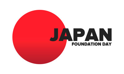Foundation Day in Japan. Japanese national happy holiday, celebrated annual in February 11. Japan flag. Patriotic elements. Poster, card, banner and background. Vector illustration