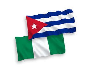 Flags of Cuba and Nigeria on a white background