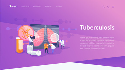 Pneumonia treatment, bronchitis cure. Respiratory contagious viral infection. Tuberculosis, mycobacterium tuberculosis, world tuberculosis day concept. Website homepage header landing web page