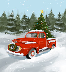 Red Truck Christmas Cards