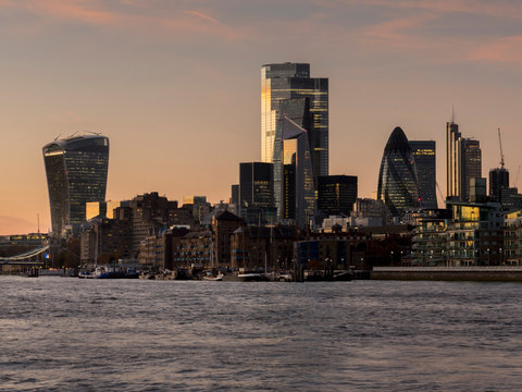 Europe, UK, England, London, City 22 Bishopsgate Dusk