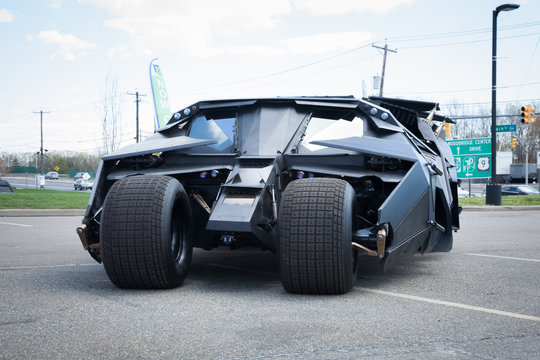 APRIL 26, 2015 - Woodbridge, NJ: A replica of the Batmobile Tumbler from The Dark Knight is shown at the Cars of the Hollywood Screen car show.