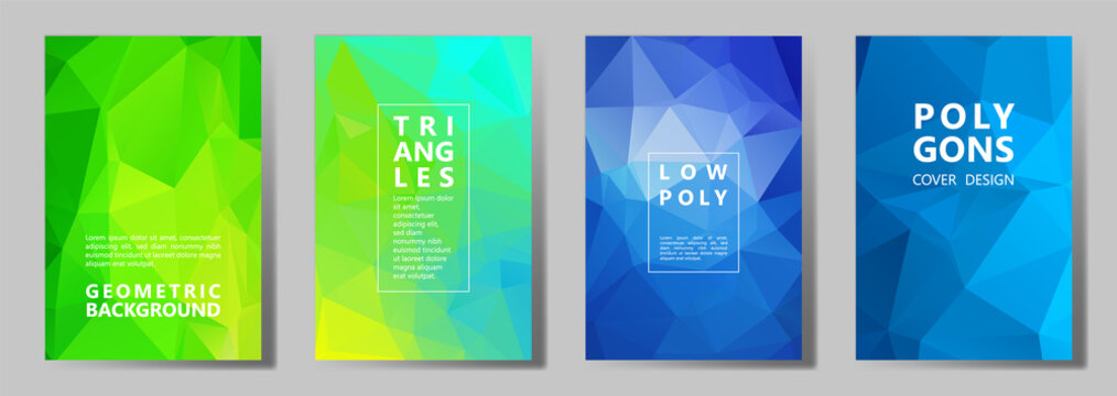 Facet polygonal abstract cover pages, low poly set